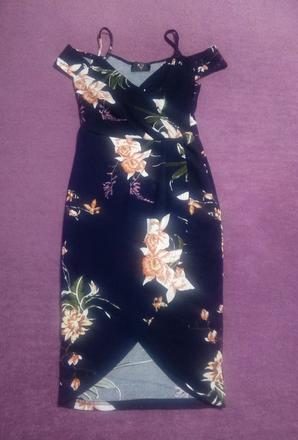 Tmavomodré kvetové šaty, xs