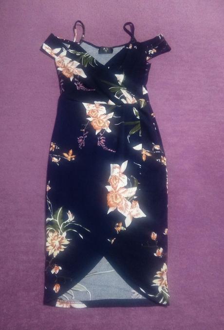 Tmavomodré kvetové šaty, xs