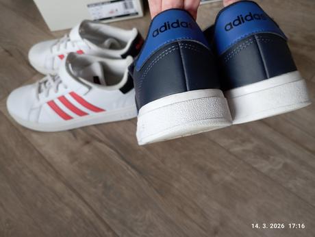 Tenisky biele + modré (už s poštovným), adidas,37