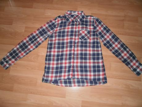 Károvaná flanelová košeľa m/l vzadu dlhšia, h&m,m