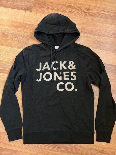 Sivá mikina s kapucňou a nápisom jack&jones (l), l
