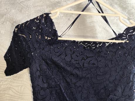 Tmavomodré čipkované šaty, orsay,36