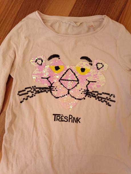 Tricko s dlhym r pink panter, h&m,134