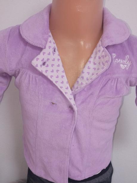 Dievčenský fialový zamatový kabát (80), 80