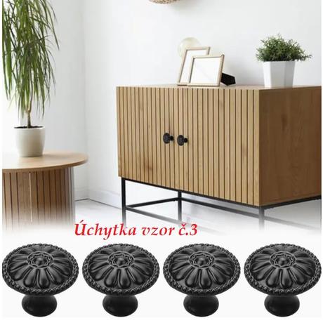 Rustikálne úchytky čierne 3 druhy, kus 2e,