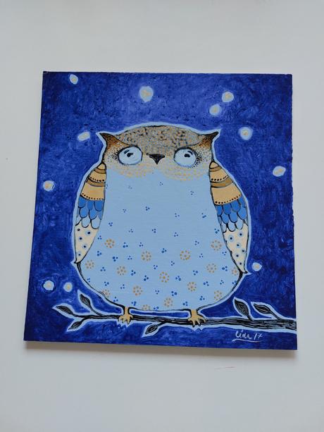 Nadherny malovany obraz sova, 