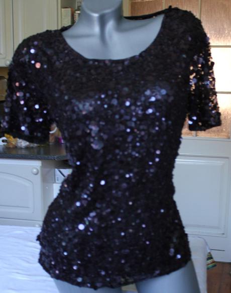 Luxusna bluzka s trblietkami vera mont france, xl