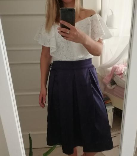 Rodinný set - saténova midi sukňa a detská 104/110, 38