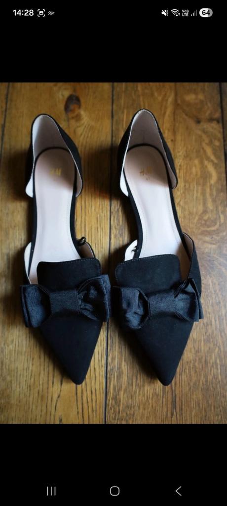 Čierne špicaté baleríny, h&m,41