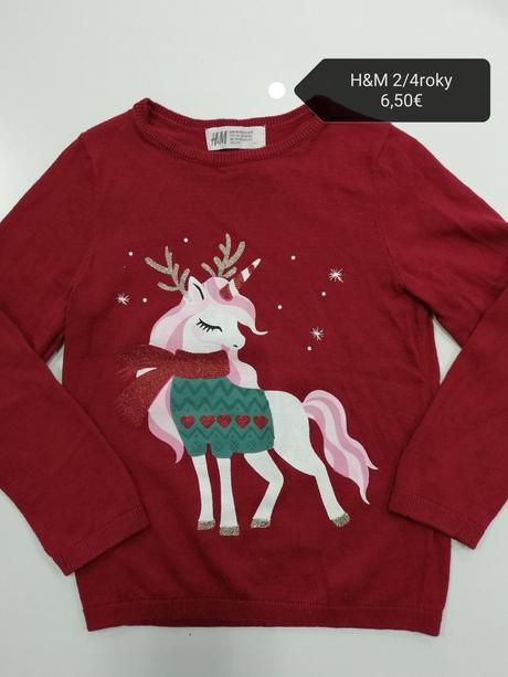 Vianočné tričko s jednorožcom, h&m,104