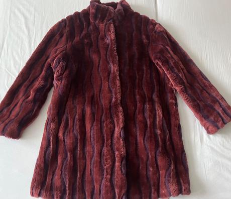 Helena vera kožušinový kabát elegantný vínový, xxl