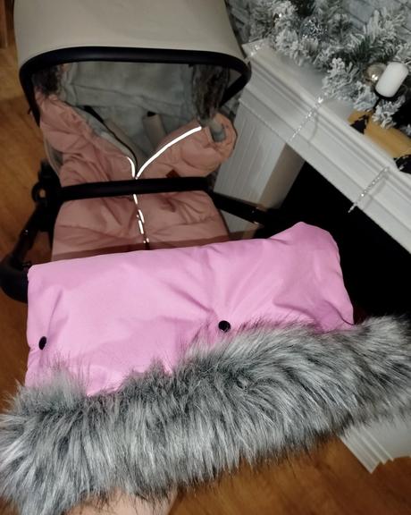 Teplučký huňaty rukávnik s kožušinkou,