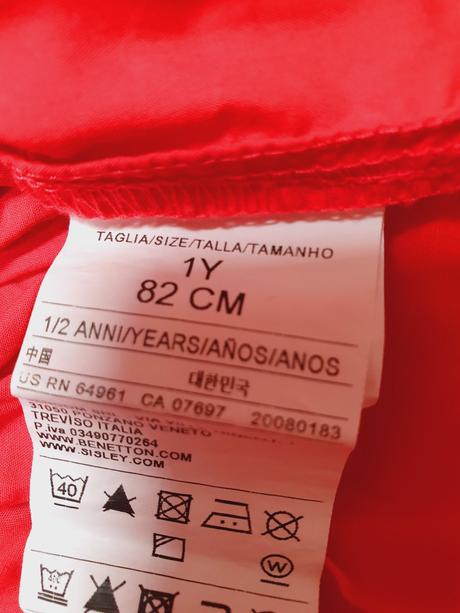 B964 šatičky, červené, mašlička, benetton,80