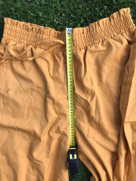 Horčicové široké nohavice, xl