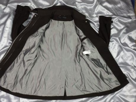 Luxusný tmavohnedý kabát, 42