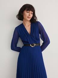 Dlhé šaty tmavomodré, nové - na stužkovú, ples, reserved,164 / s