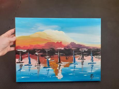 Obraz plachetnice - akryl na plátne, originál, 