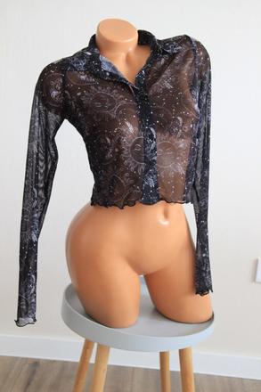 Sieťovaná crop košeľa, s, s