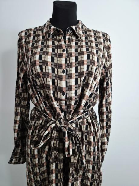 Nové kárované košeľové šaty .object s opaskom, 42 / xl