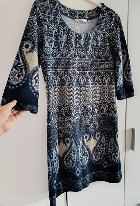 Modro-krémové šaty s paisley vzorom epilogue, l