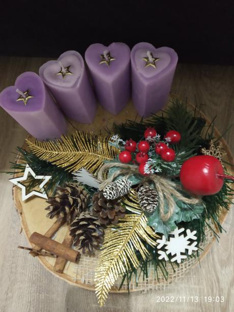Adventna dekorácia na stôl 4xsviečky, 