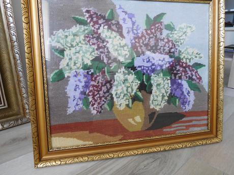 Obrazy vyšívané krížiková výšivka -v drevenom ráme, 