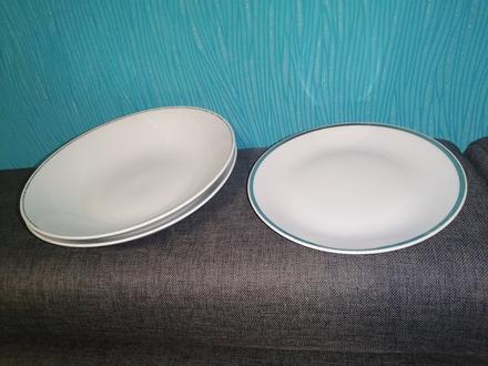 3 staré značené taniere so strieborným lemom thun, 