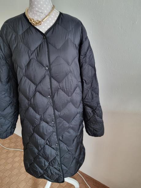 Čierna perová tenká dlhšia bunda xl, xl