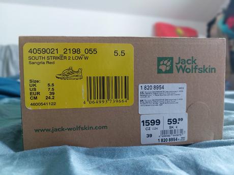 Úplne nové nepremokavé tenisky, jack wolfskin,39