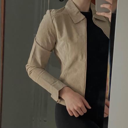Trendy kožená bunda z pravej kože  soft beige / l, s