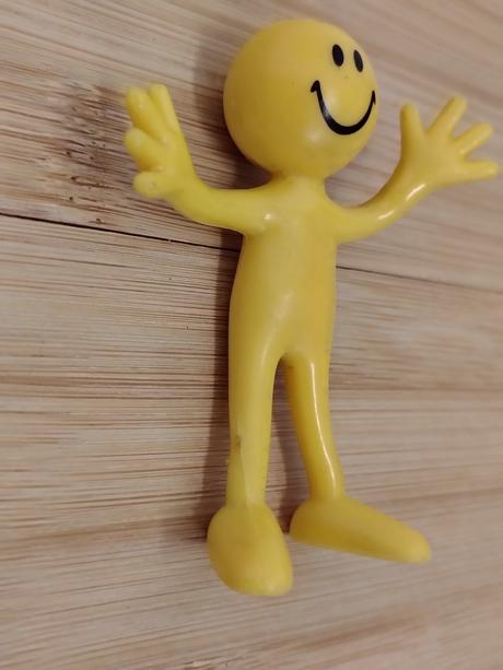 Retro ohybný panáčik smajlík, bendy toy, vintage,