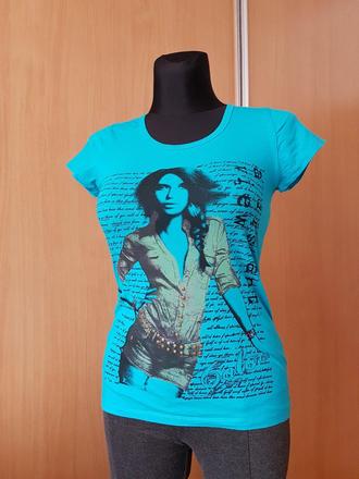 Talianske tyrkysové trendy tričko vel.s, s