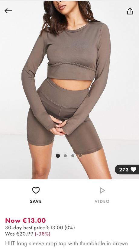 Hnedý crop top asos, s