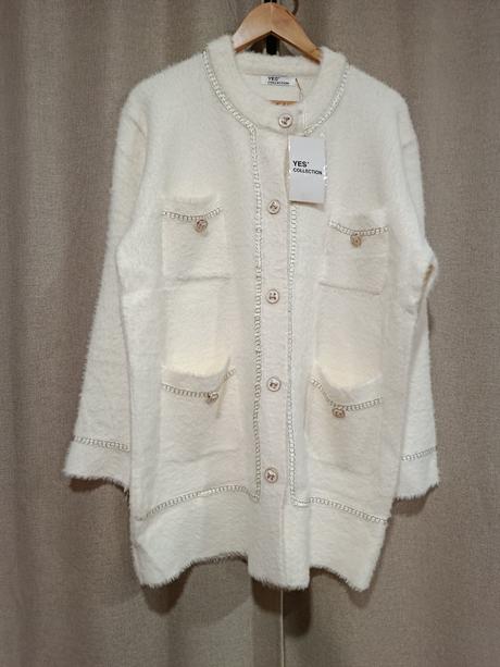 Alpaka kabát biely, nový, xl/xxl, xl