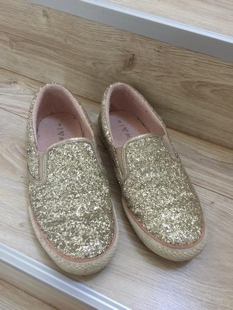 Zlate flitrove slip on tenisky, next,38