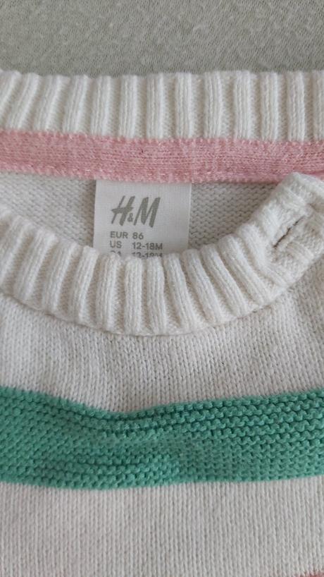 Sveter farebné pásiky h&m 86, h&m,86
