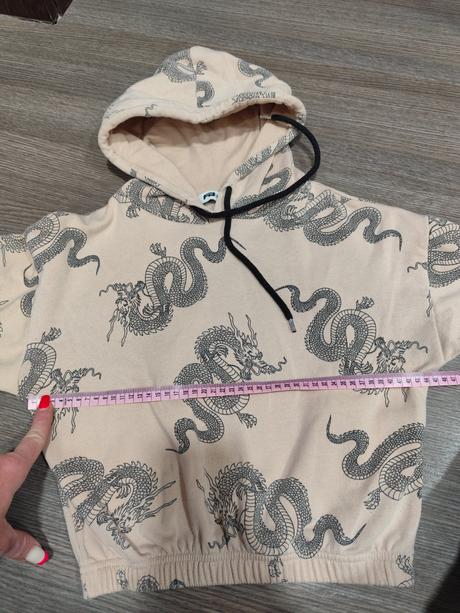 Crop-topová mikina s drakmi veľ. xs, xs