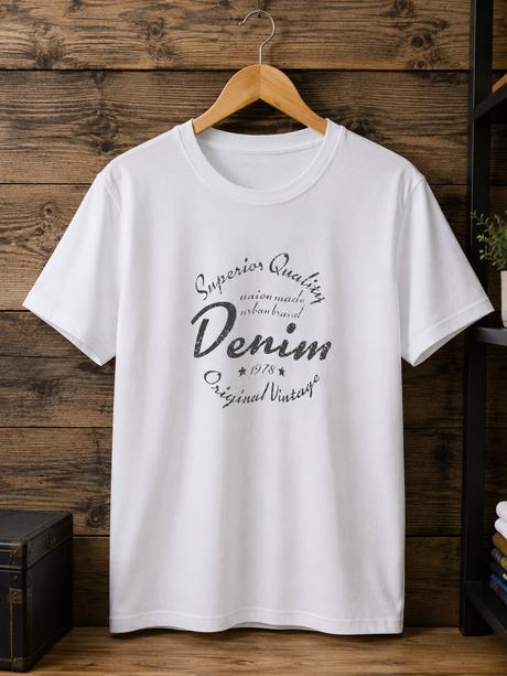 Pánske biele tričko s vintage potlačou, l / m / s / xs