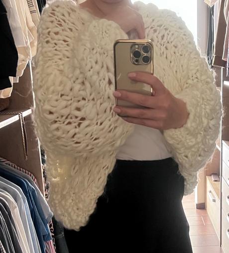 Krémový sveter hand-made, xl