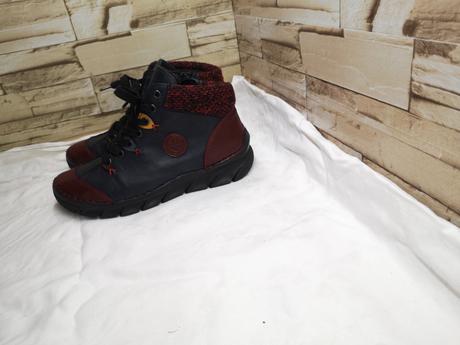 Rieker 37 - dámske zateplené modro-bordové topánky, rieker,37