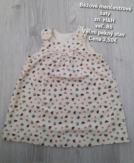 Menčestrové šaty h&m veľ. 86, h&m,86