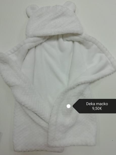 Biela mäkká deka macko s uškami,