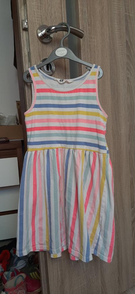 Letne pasikave saty 122/128, h&m,122