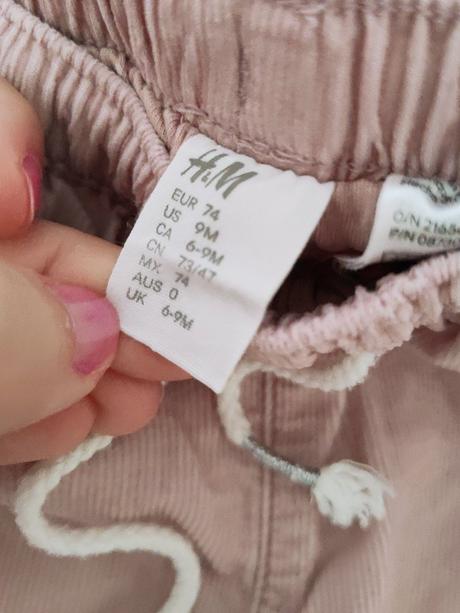 Zateplené menčestrové nohavice, h&m,74