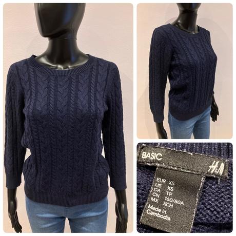 Dámsky sveter tmavomodrý h&m (xs), h&m,xs