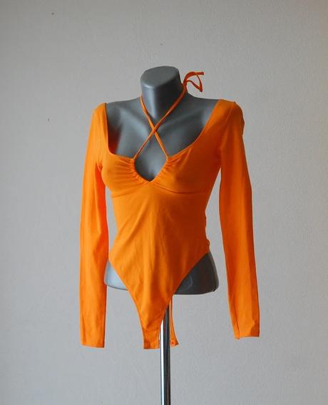 Štýlové oranžové body s výstrihom (brazílky), h&m,s