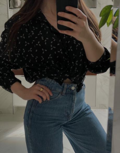 Vintage košeľa na viazanie, s