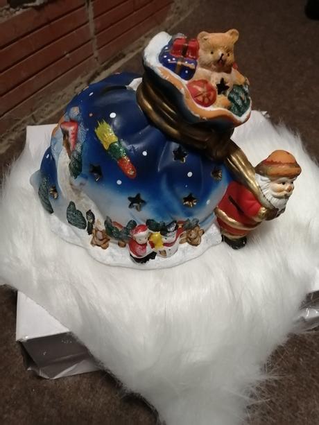 Vianocna keramická dekorácia na čajové sviecky, 