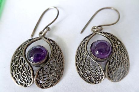 Náušnice ametyst anjelske krídla, 