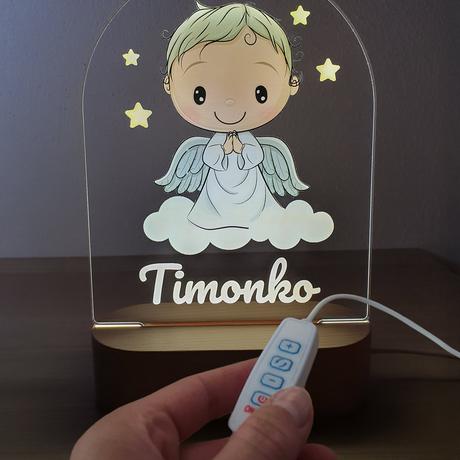 Detská nočná lampa s vlastným menom anjelik iii.,
